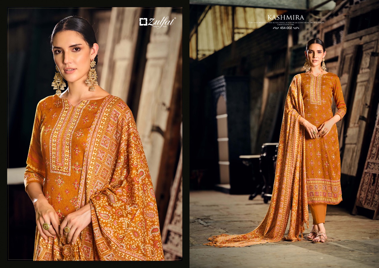 zulfat designer suit kashmira wool pashmina decent look salwar suit catalog