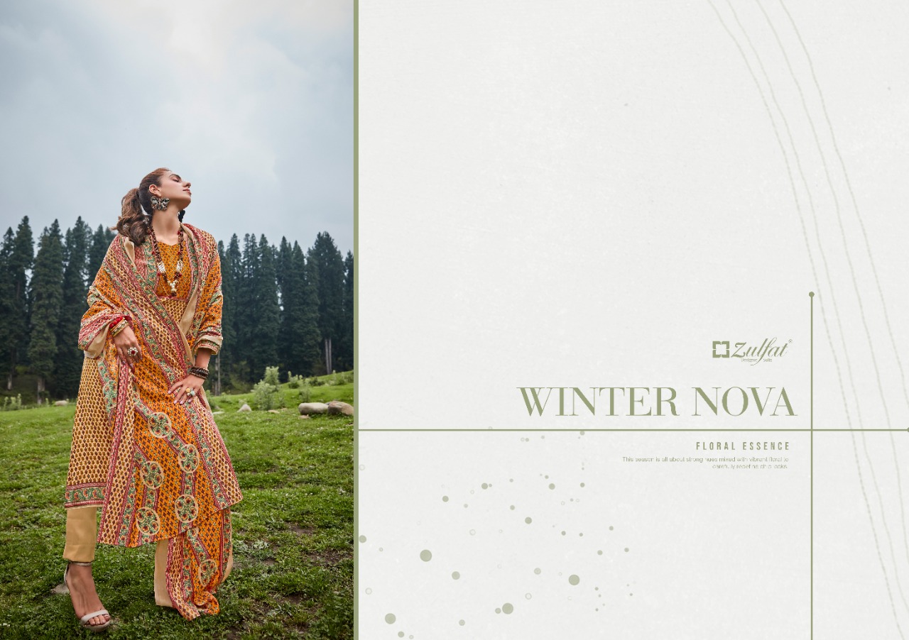 zulfat designer suit winter nova wool pashmina decent print salwar suit catalog