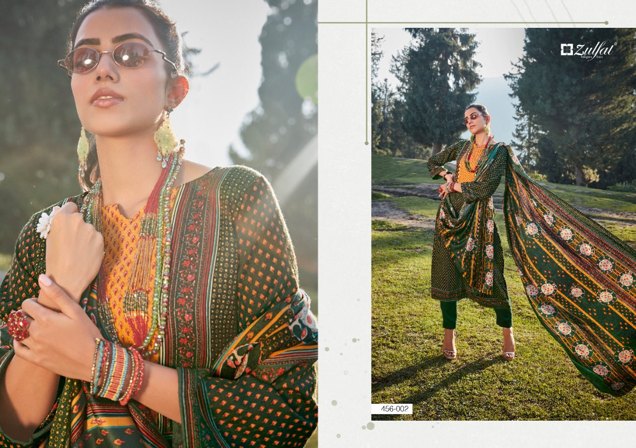 zulfat designer suit winter nova wool pashmina decent print salwar suit catalog