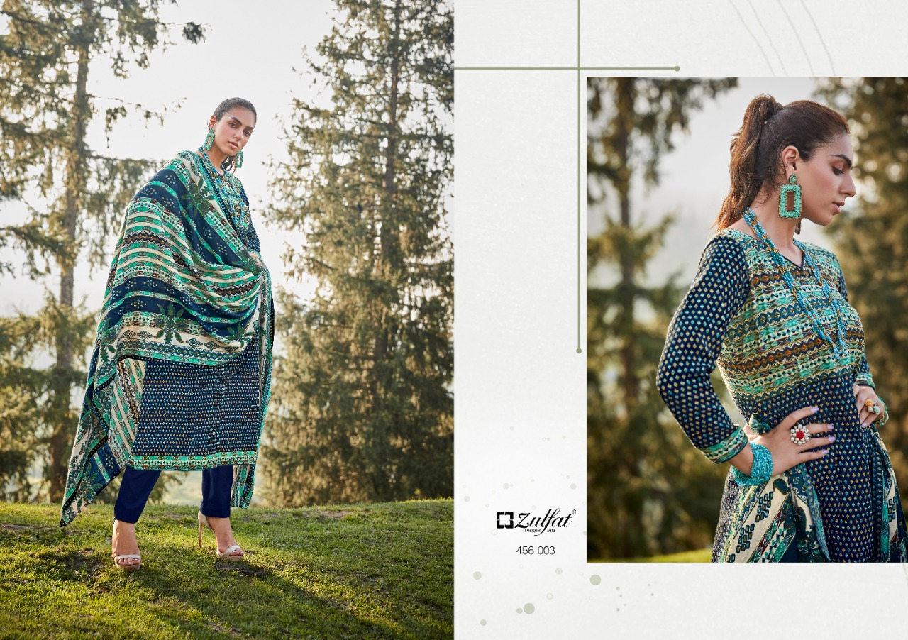 zulfat designer suit winter nova wool pashmina decent print salwar suit catalog