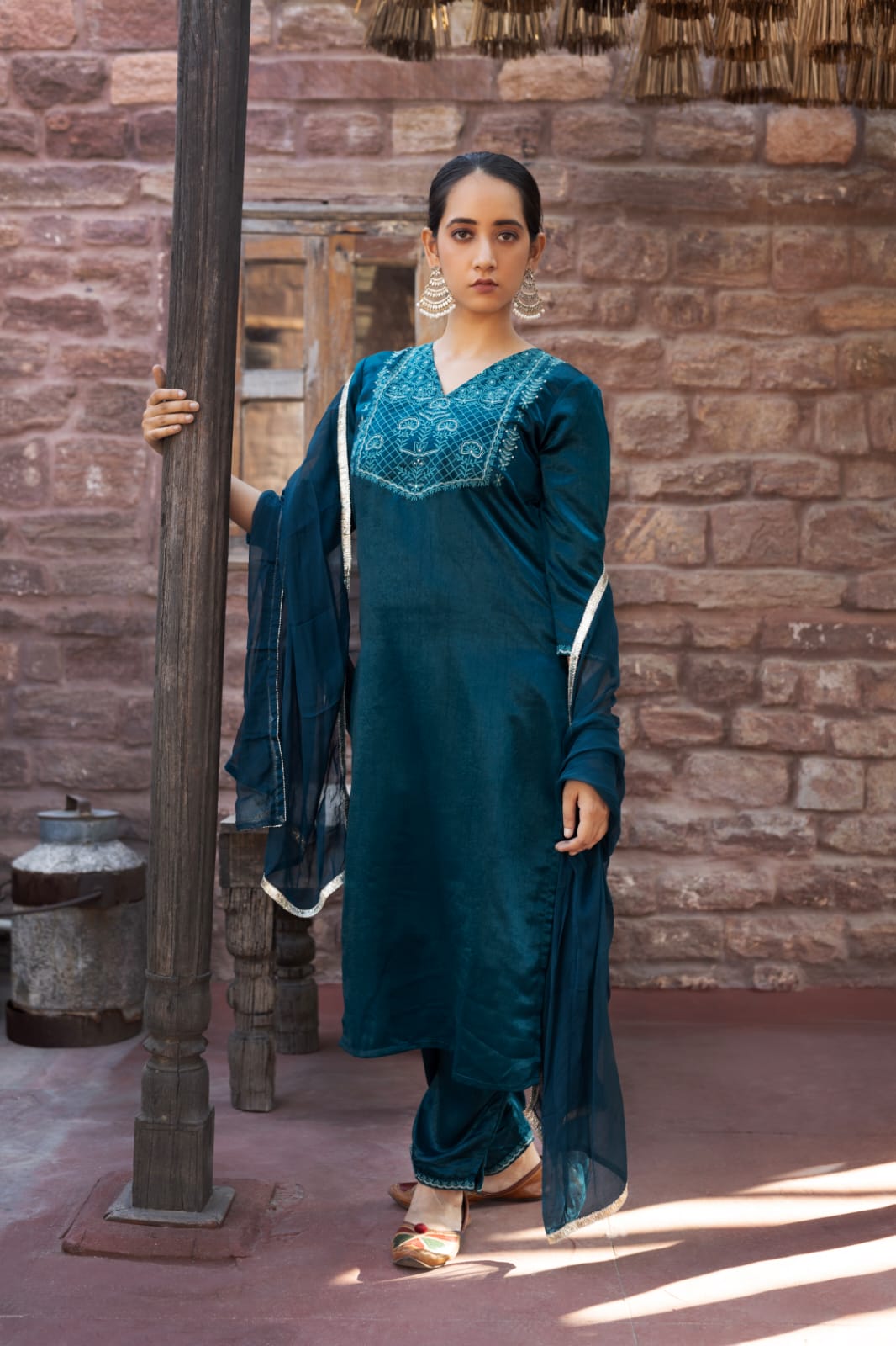 100 miles sitara velvet new and modern style top with pant and dupatta catalog