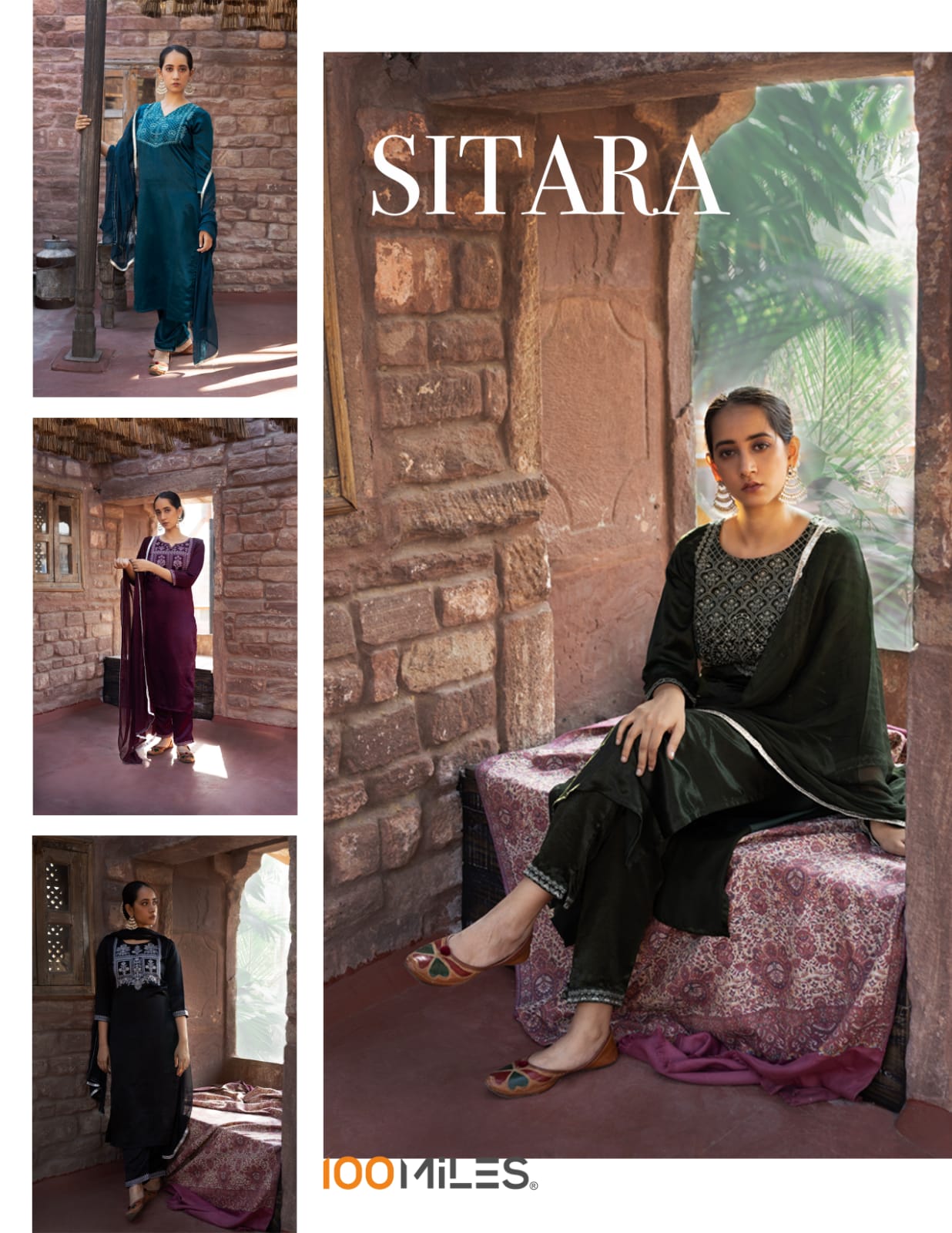 100 miles sitara velvet new and modern style top with pant and dupatta catalog