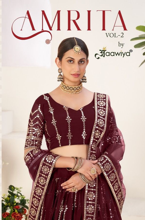 aawiya official amrita vol 2 georgette festive look lehnga catalog