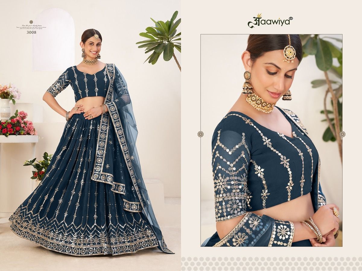 aawiya official amrita vol 2 georgette festive look lehnga catalog