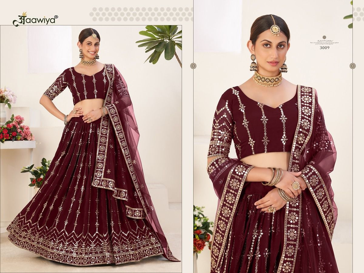 aawiya official amrita vol 2 georgette festive look lehnga catalog