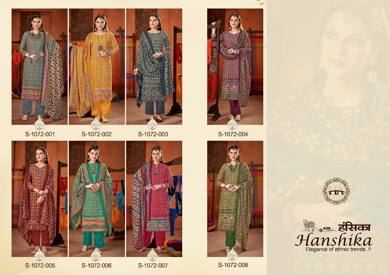 alok suit harshit fashion hanshika pure wool pashmina attrective look salwar suit catalog