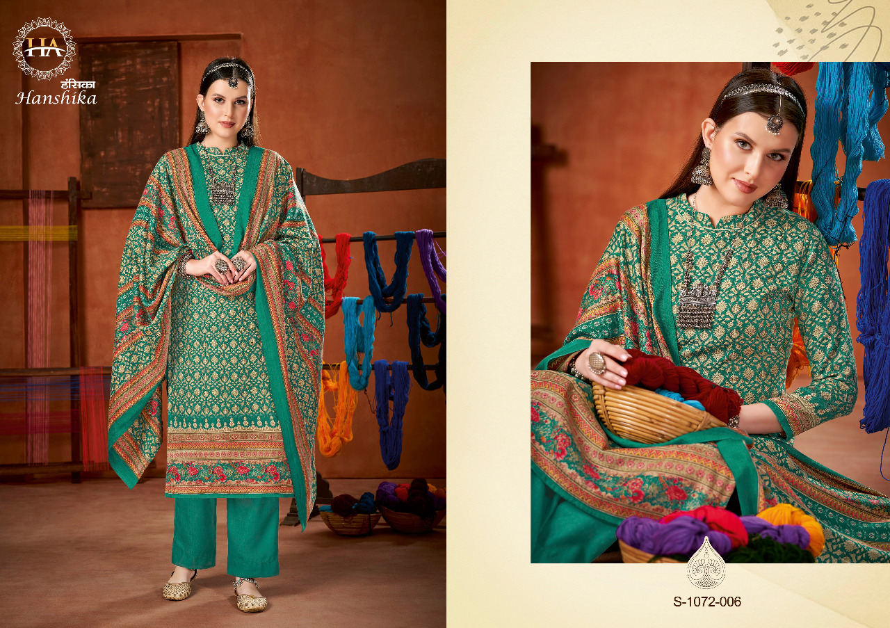 alok suit harshit fashion hanshika pure wool pashmina attrective look salwar suit catalog