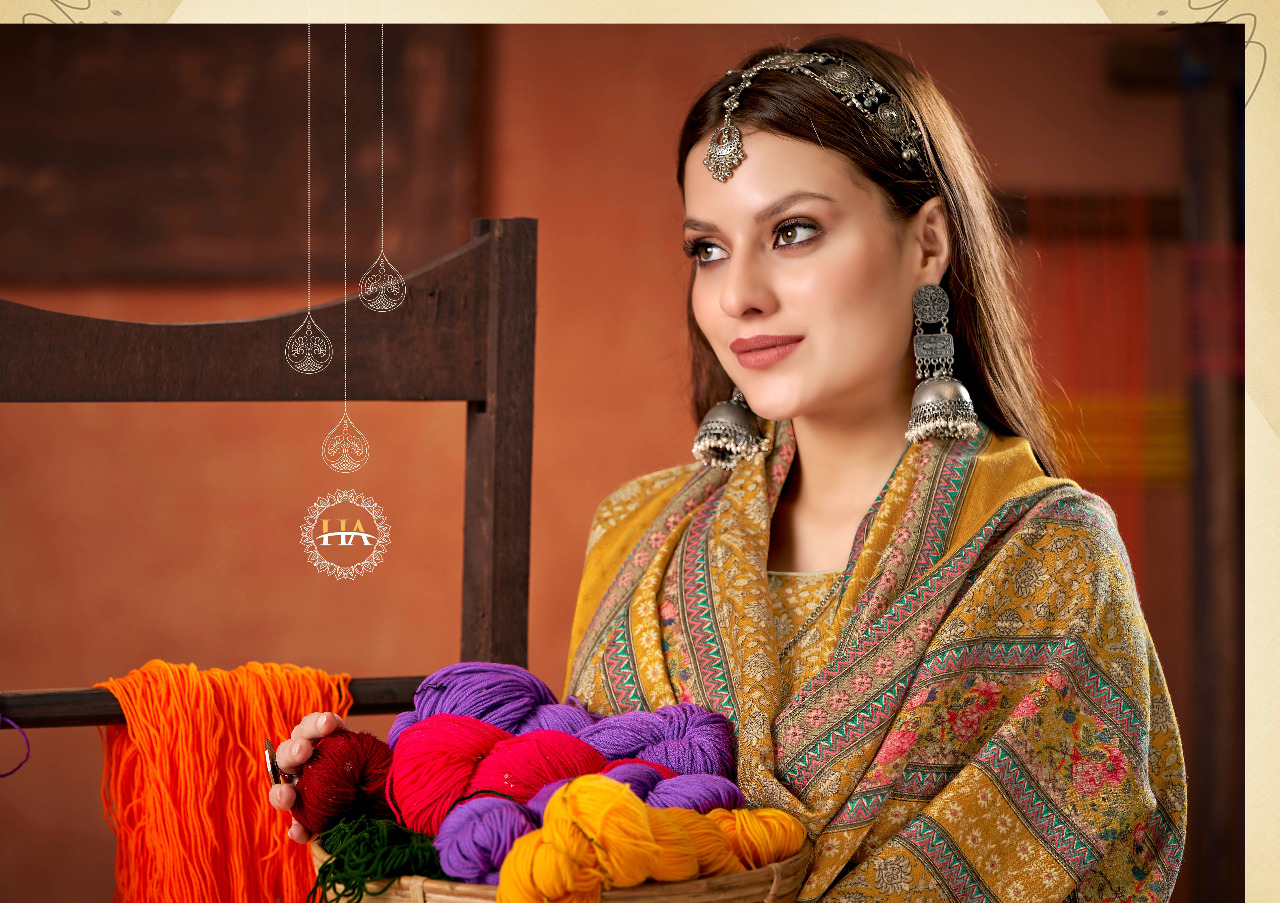 alok suit harshit fashion hanshika pure wool pashmina attrective look salwar suit catalog