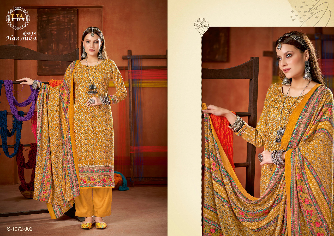 alok suit harshit fashion hanshika pure wool pashmina attrective look salwar suit catalog