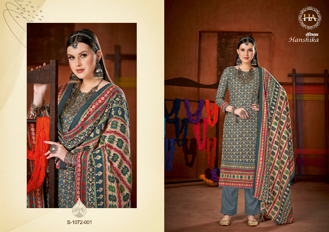 alok suit harshit fashion hanshika pure wool pashmina attrective look salwar suit catalog