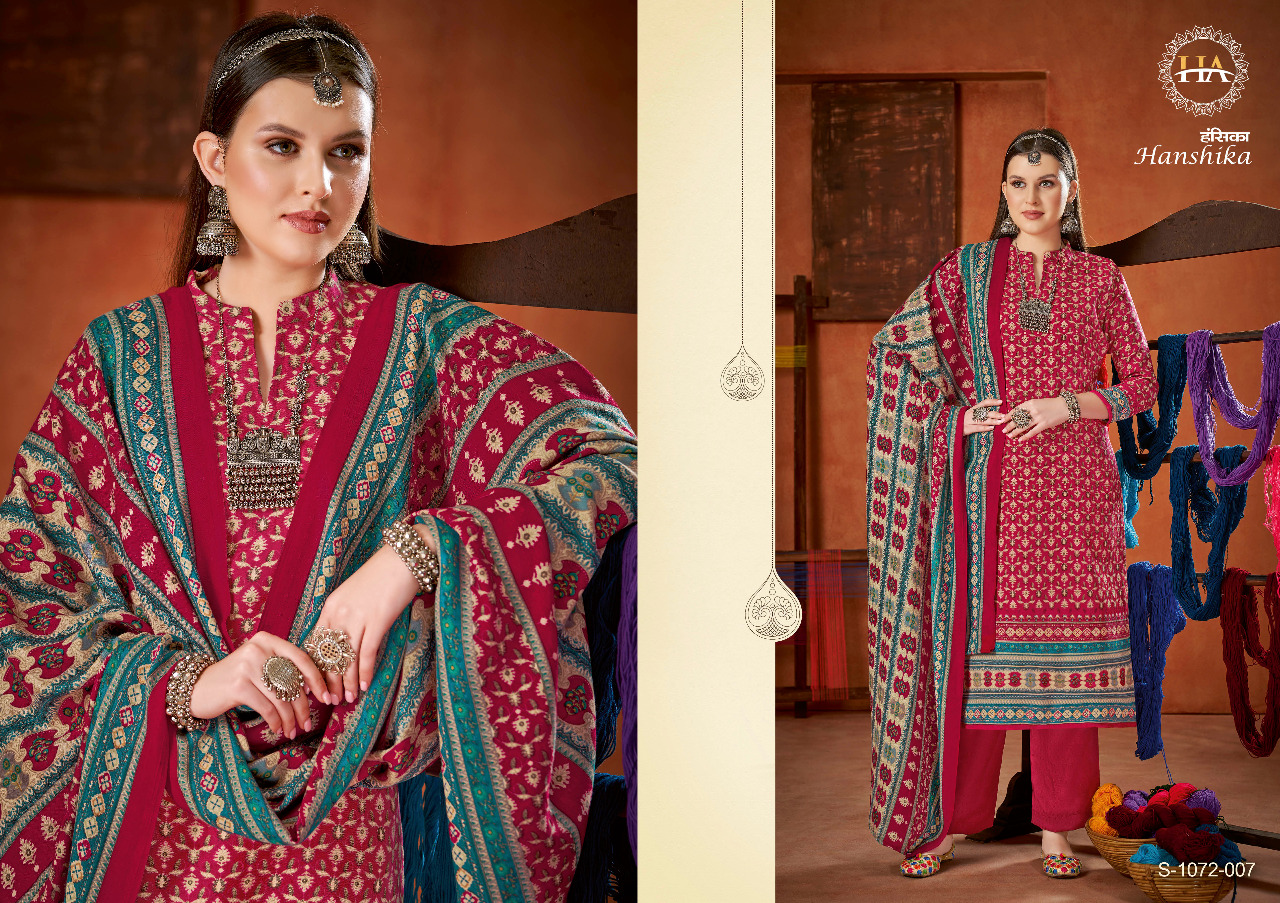 alok suit harshit fashion hanshika pure wool pashmina attrective look salwar suit catalog