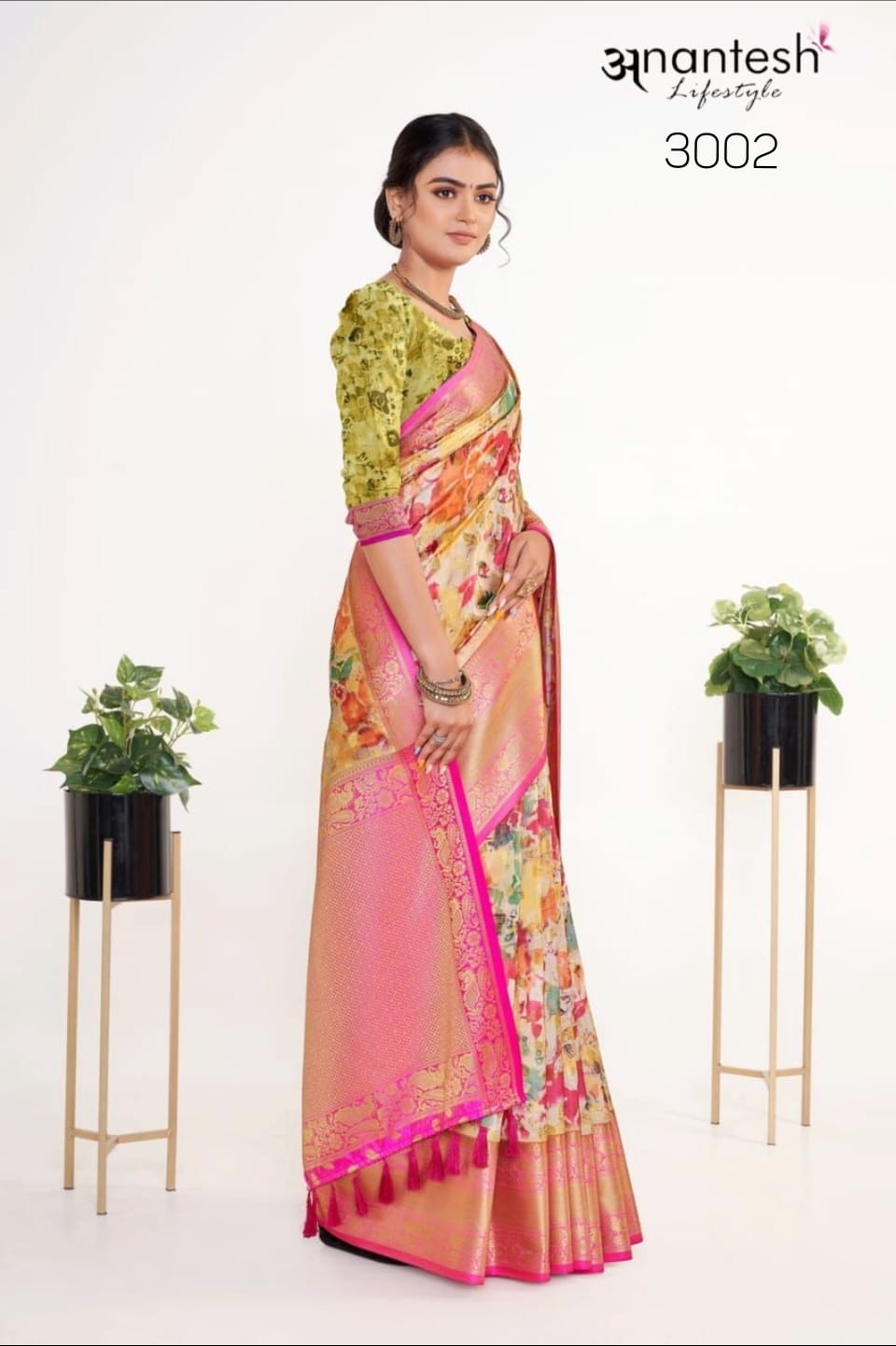 anantesh lifestyle Kalamkari pattu silk silk innovative look saree catalog