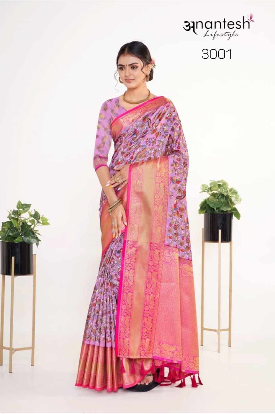 anantesh lifestyle Kalamkari pattu silk silk innovative look saree catalog