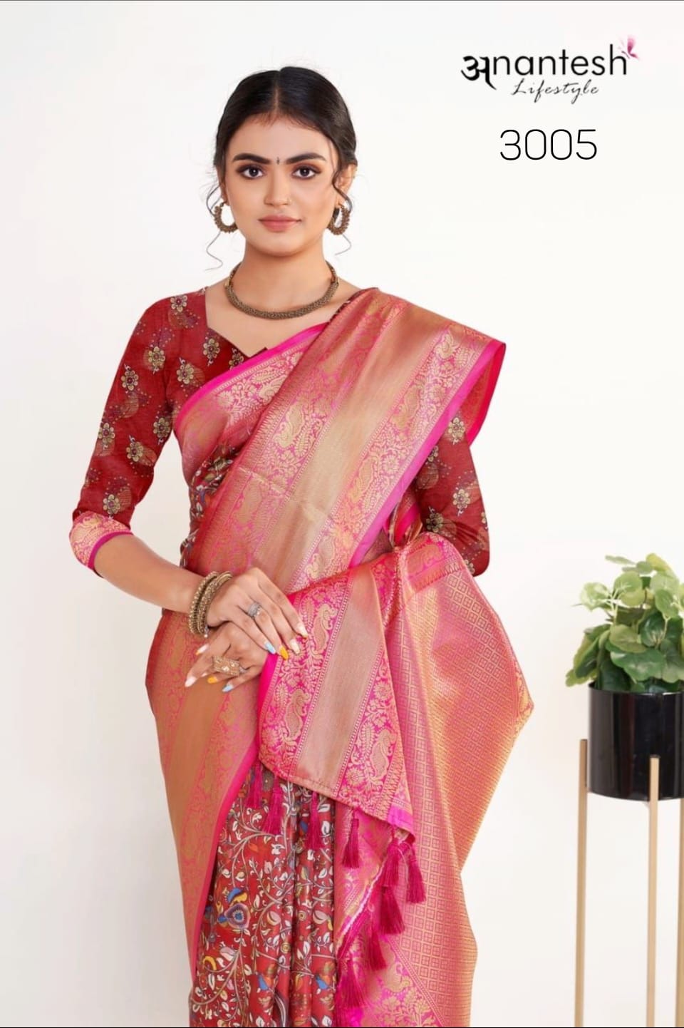 anantesh lifestyle Kalamkari pattu silk silk innovative look saree catalog