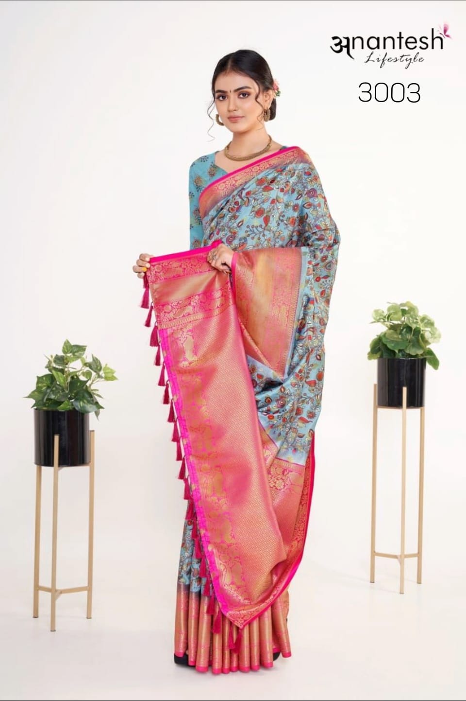 anantesh lifestyle Kalamkari pattu silk silk innovative look saree catalog