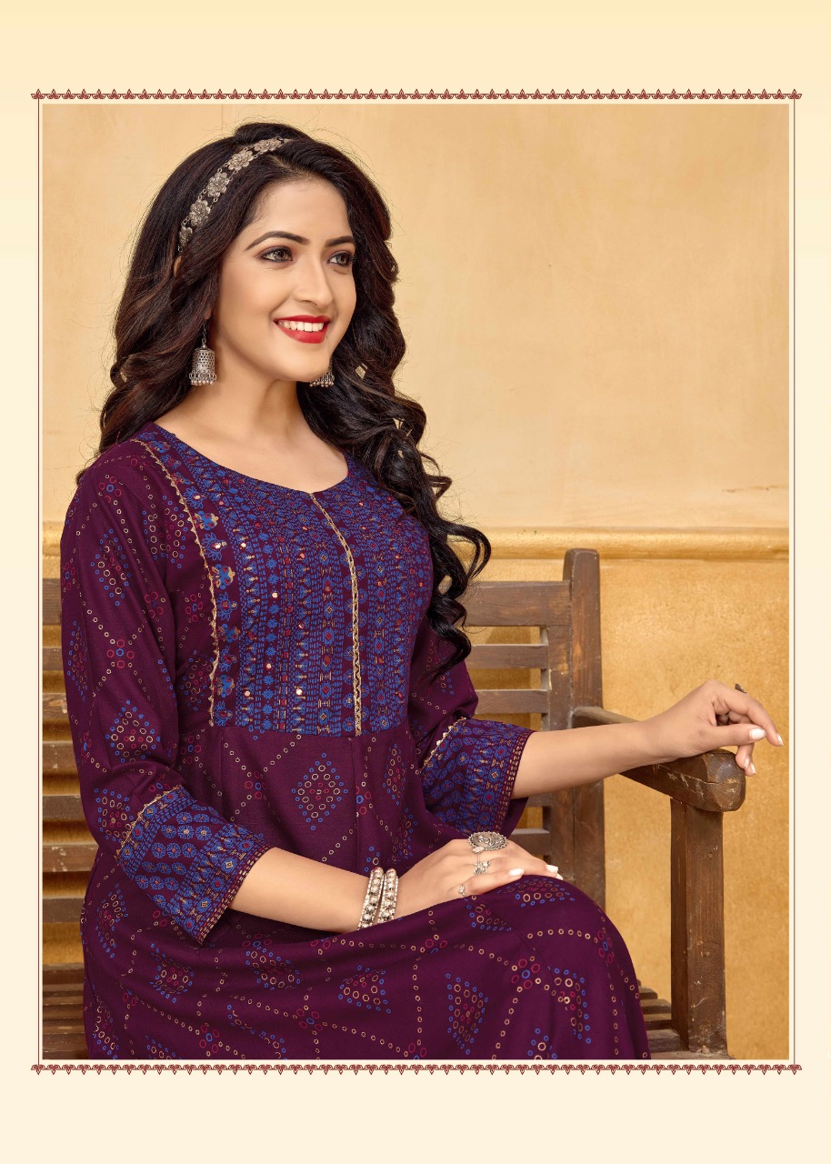 banwery fashion nayanthara vol 19 rayon new and modern style kurti catalog