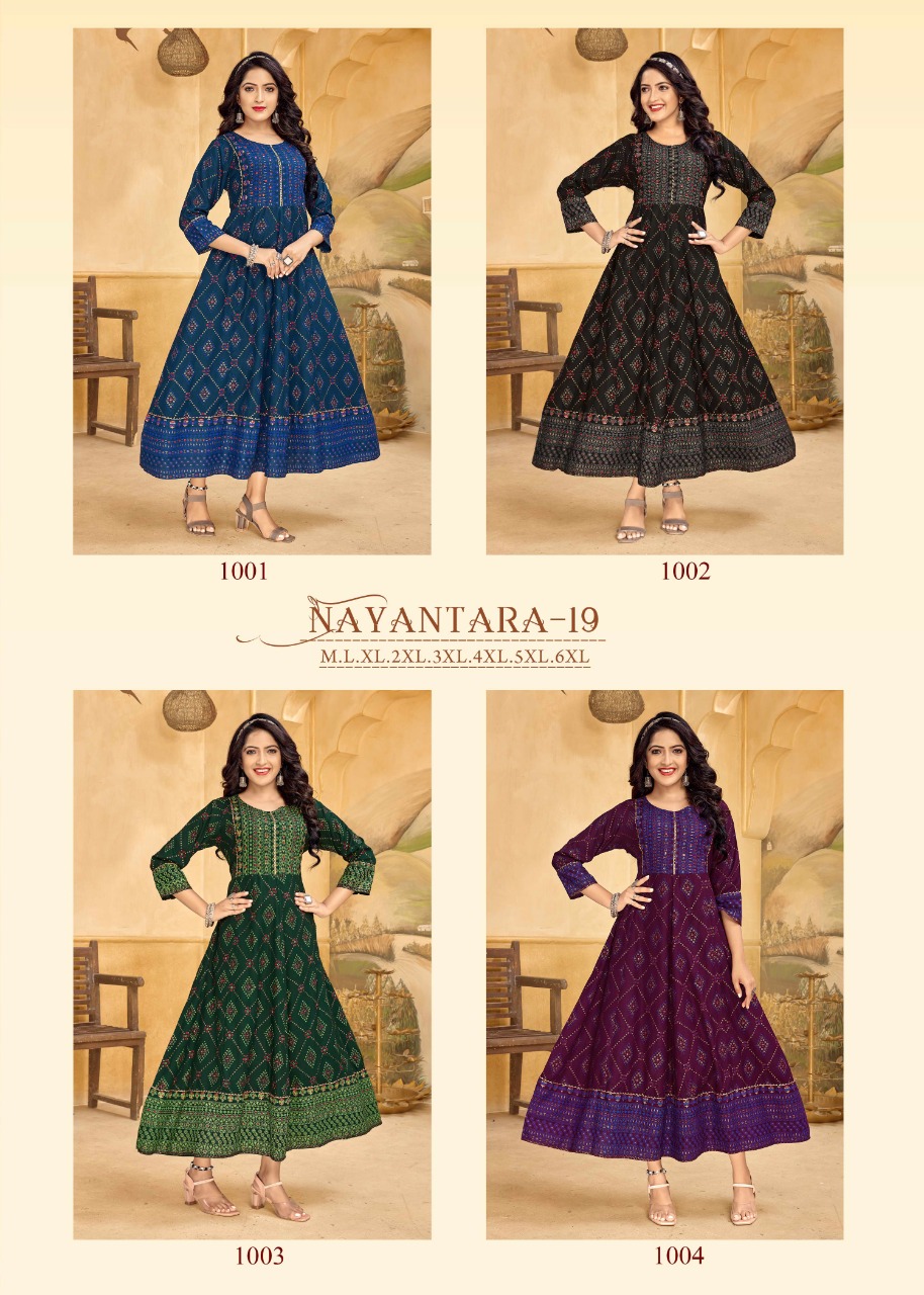 banwery fashion nayanthara vol 19 rayon new and modern style kurti catalog