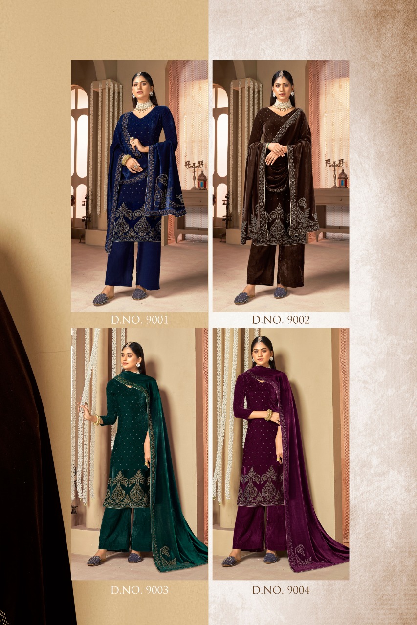 bipson zhalak 9001 to 9004 viscose elegant salwar suit catalog