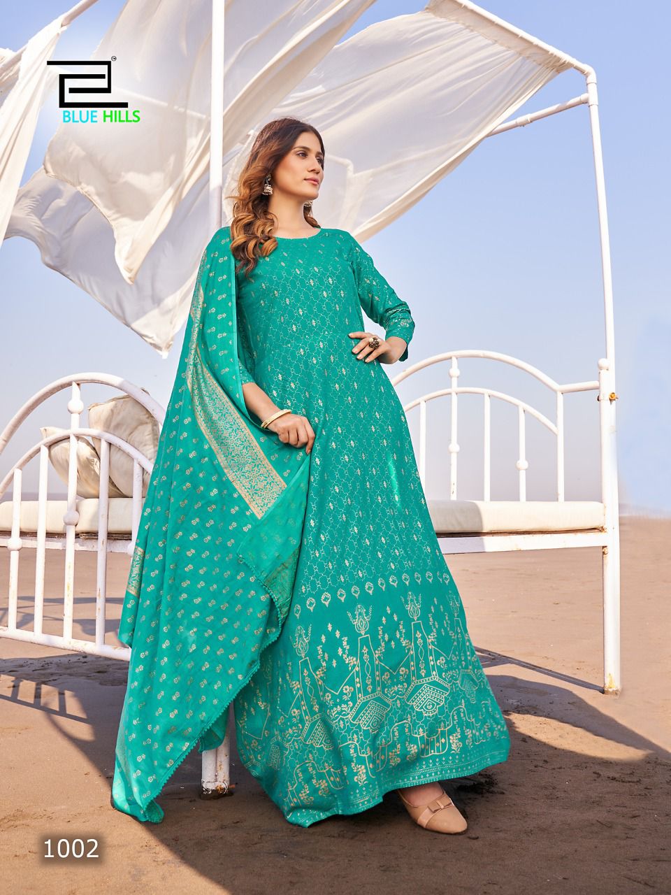 blue hills dupatta town rayon exclusive look kurti catalog