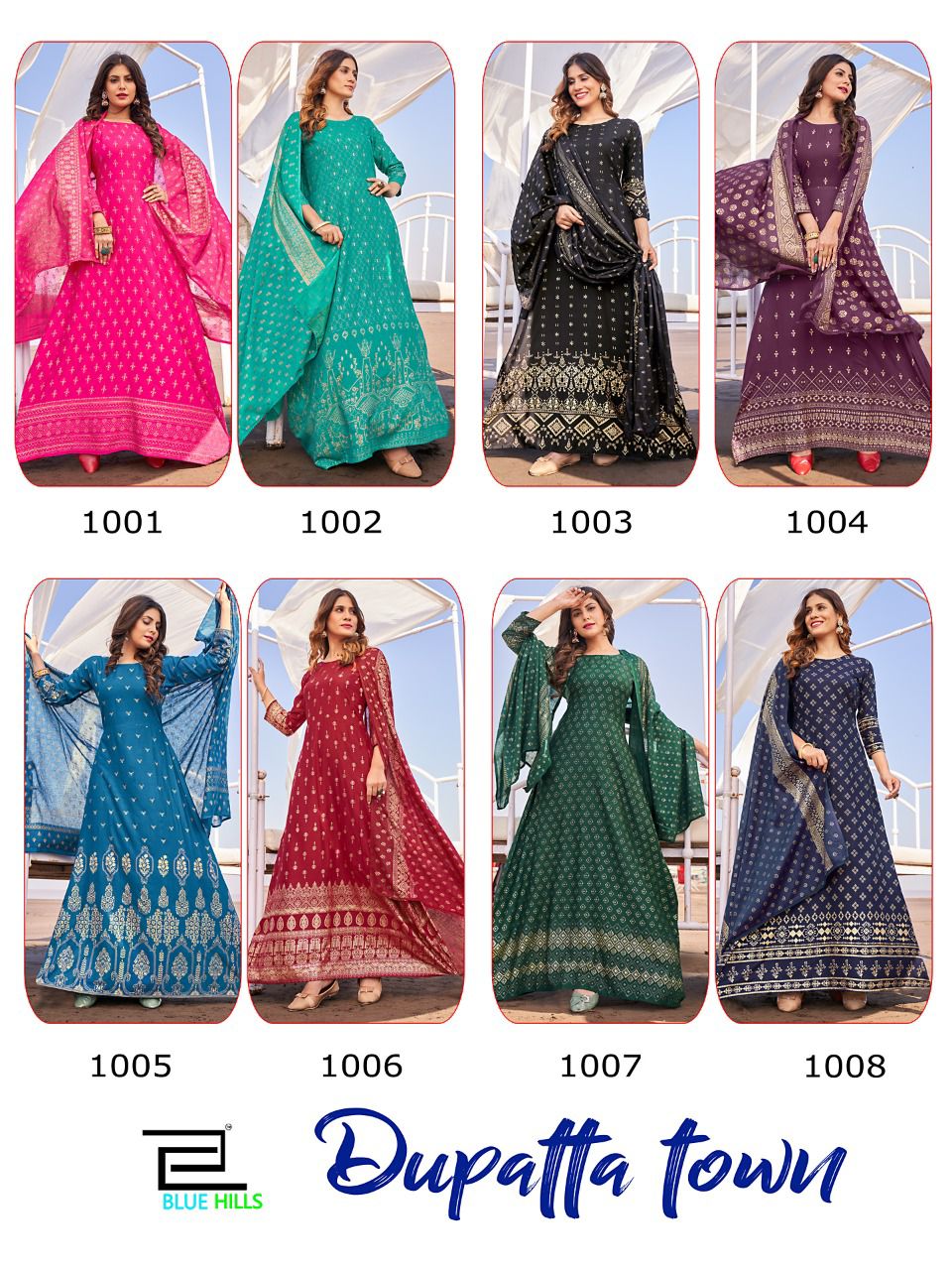 blue hills dupatta town rayon exclusive look kurti catalog