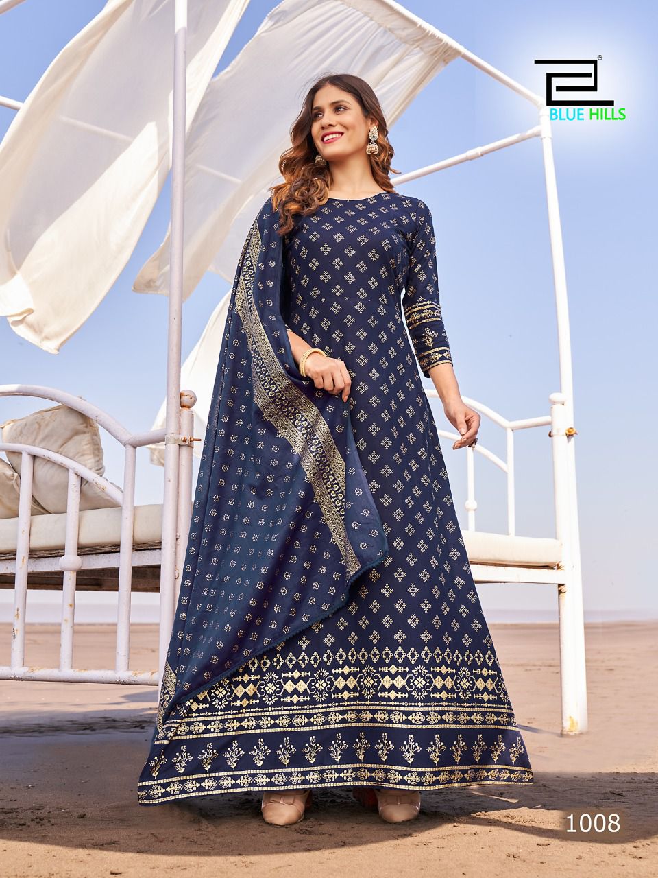 blue hills dupatta town rayon exclusive look kurti catalog