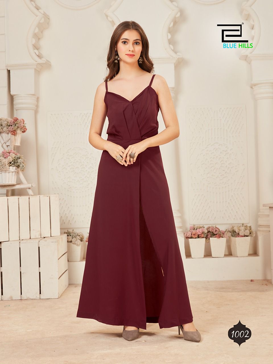 blue hills london Beauty polyster stylish look indo western catalog