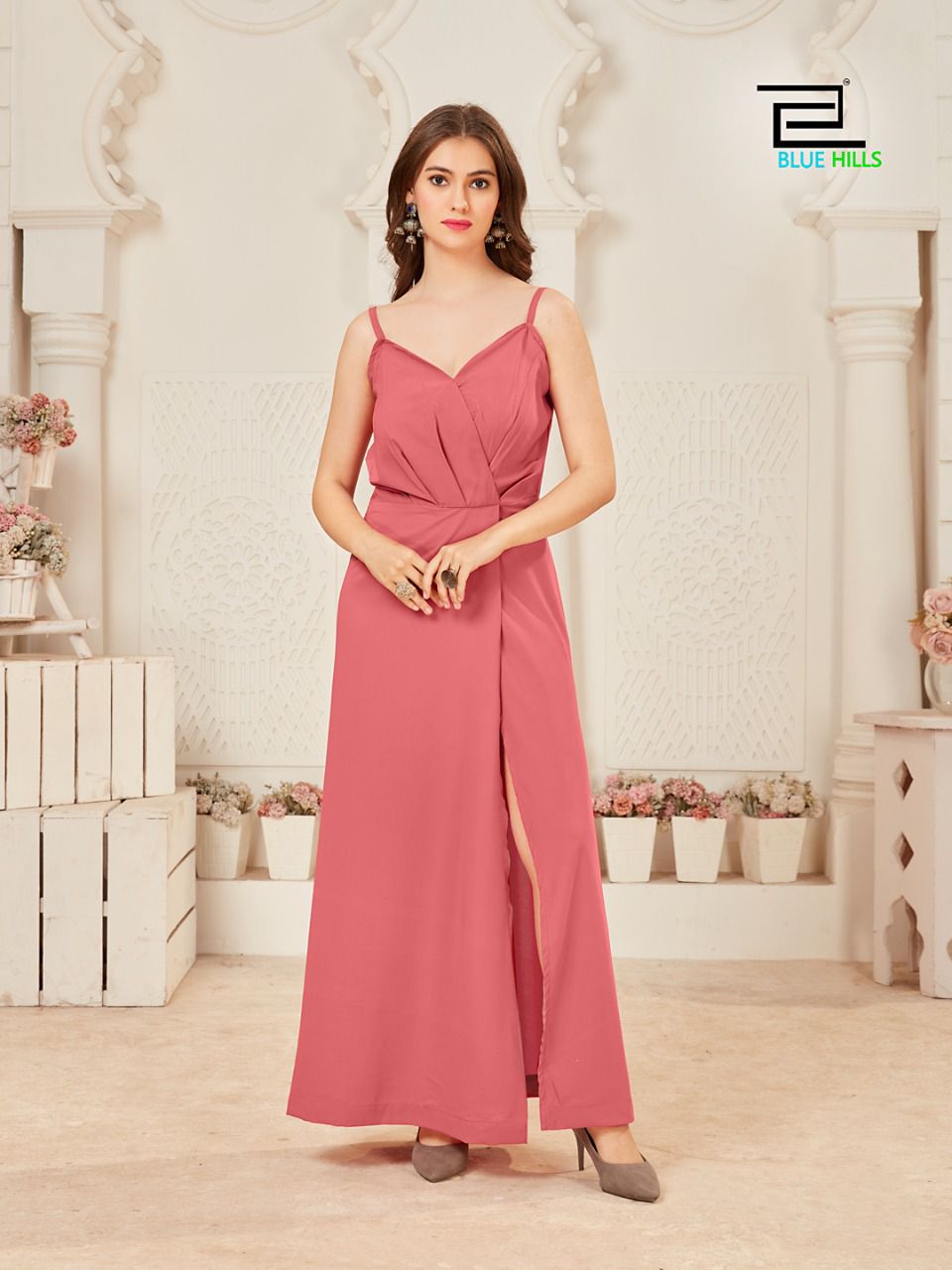 blue hills london Beauty polyster stylish look indo western catalog