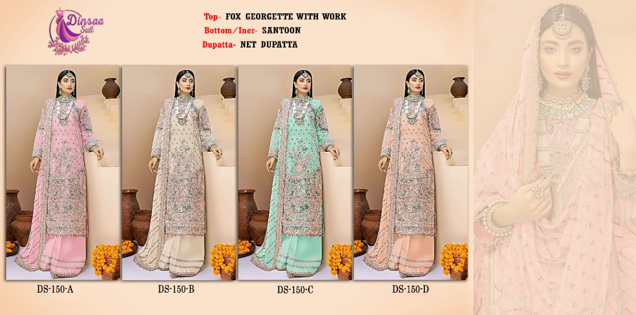 dinsaa suit ds no 150 georgette regal look salwar suit catalog