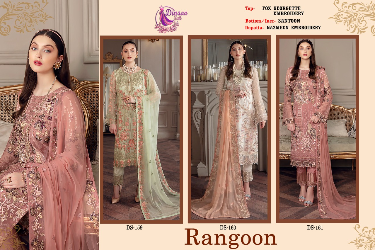 dinsaa suit rangoon georgette regal look salwar suit catalog