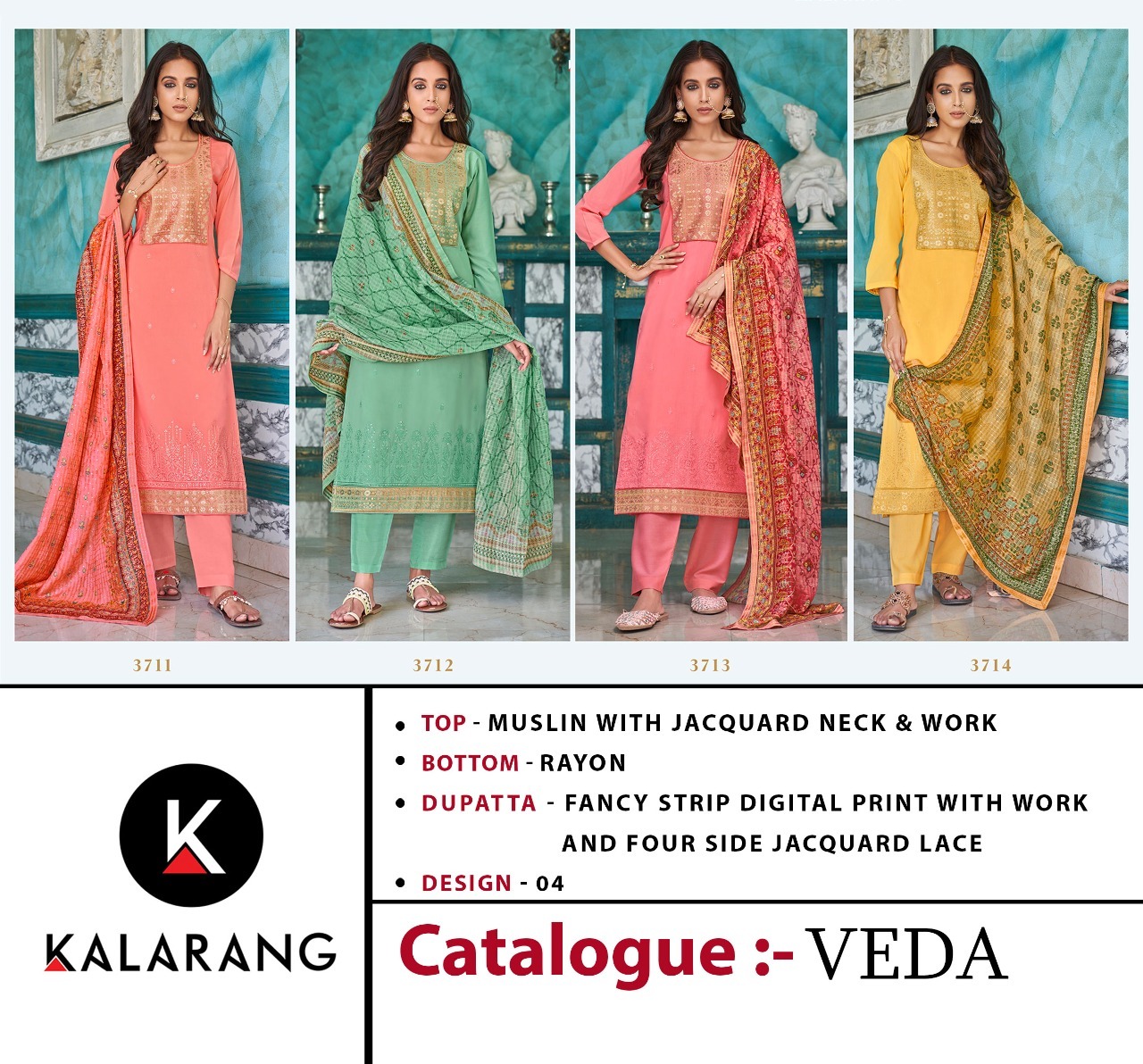 kalarang veda muslin elegant salwar suit catalog