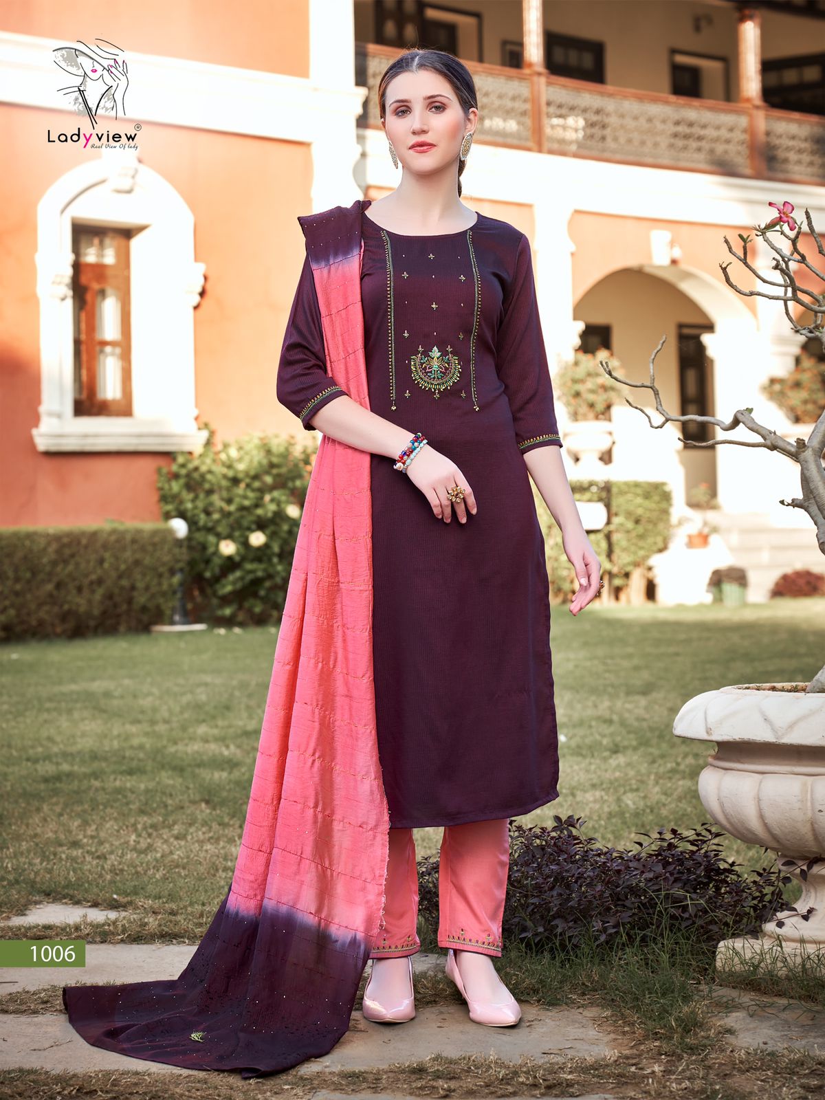 ladyview geet gorgeous look top pant with dupatta catalog