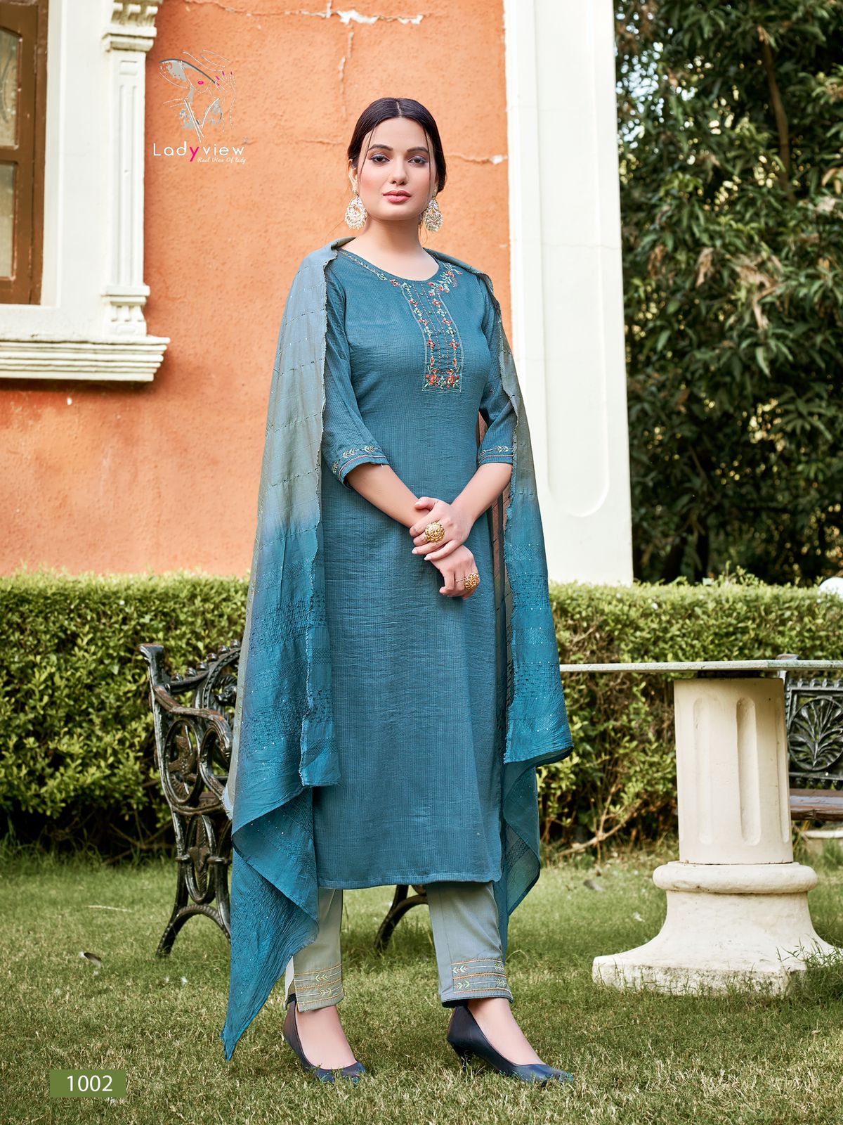 ladyview geet gorgeous look top pant with dupatta catalog