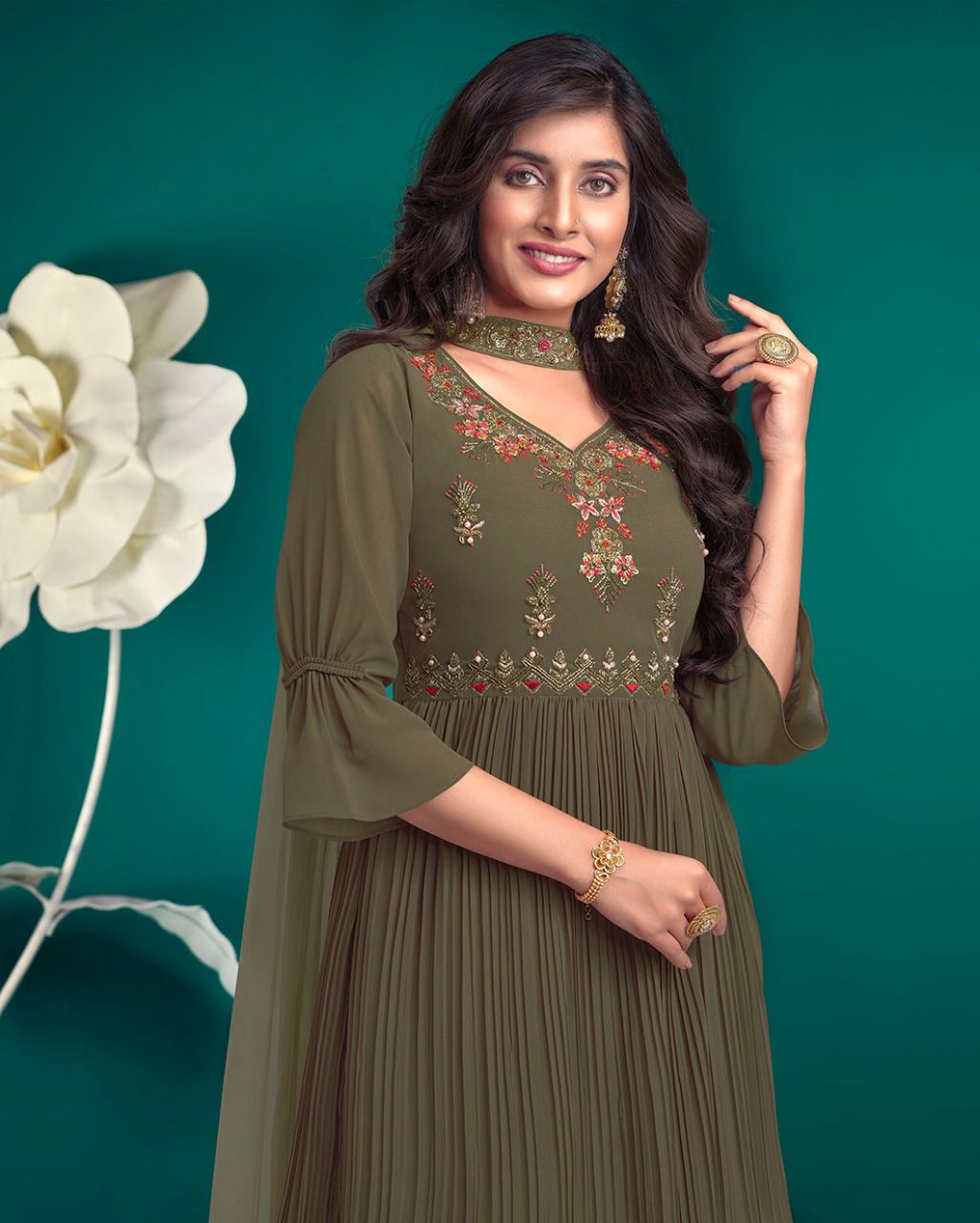 lily and lali isabel georgette gorgeous look top bottom with dupatta catalog