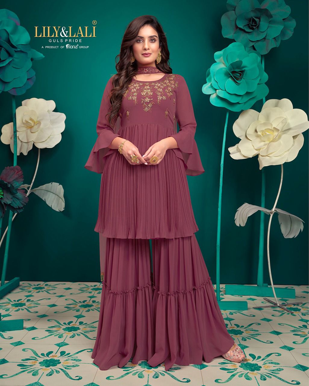 lily and lali isabel georgette gorgeous look top bottom with dupatta catalog