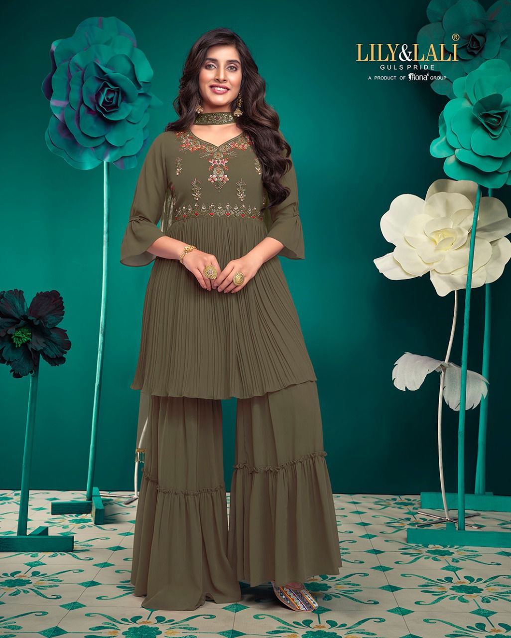 lily and lali isabel georgette gorgeous look top bottom with dupatta catalog