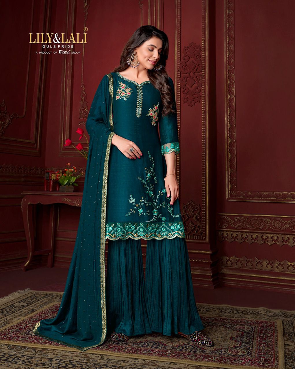 lily and lali malang silk regal look top bottom with dupatta catalog