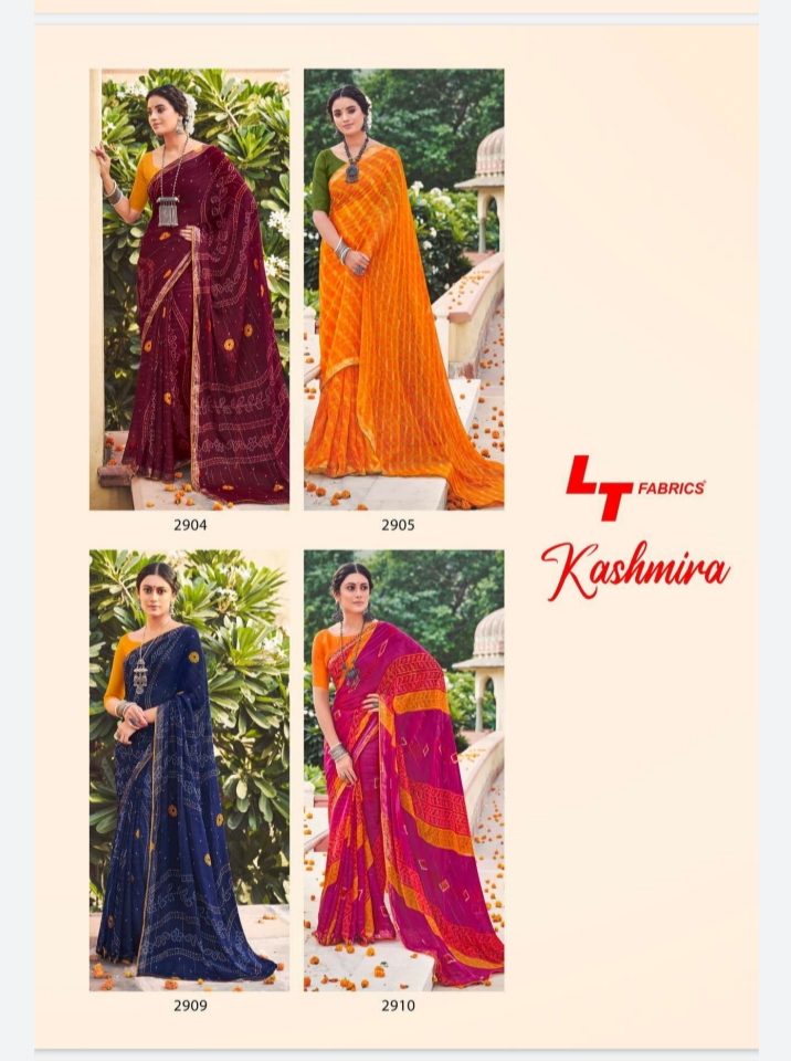 lt saree kashmira chiffon attractive print saree catalog