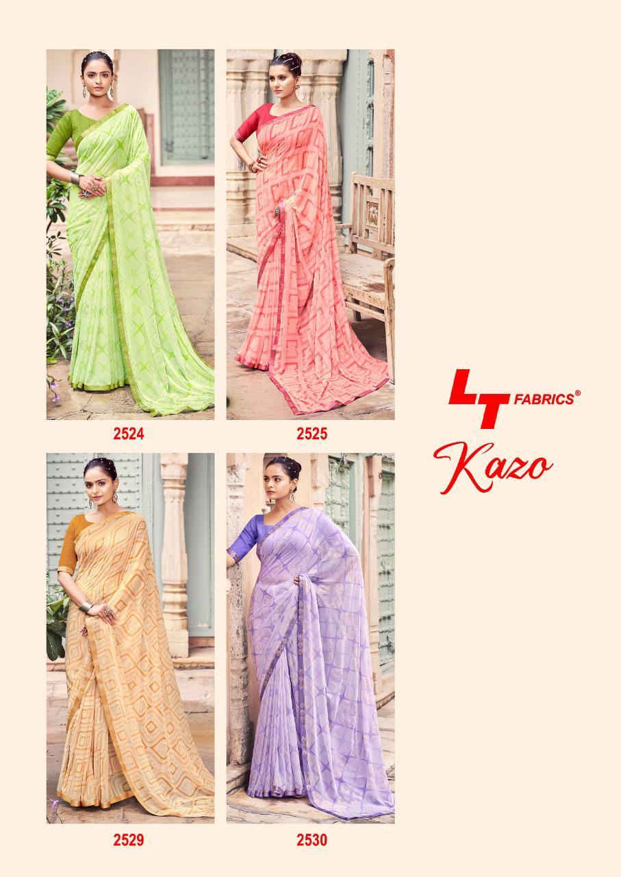 lt saree kazo chiffon attractive print saree catalog