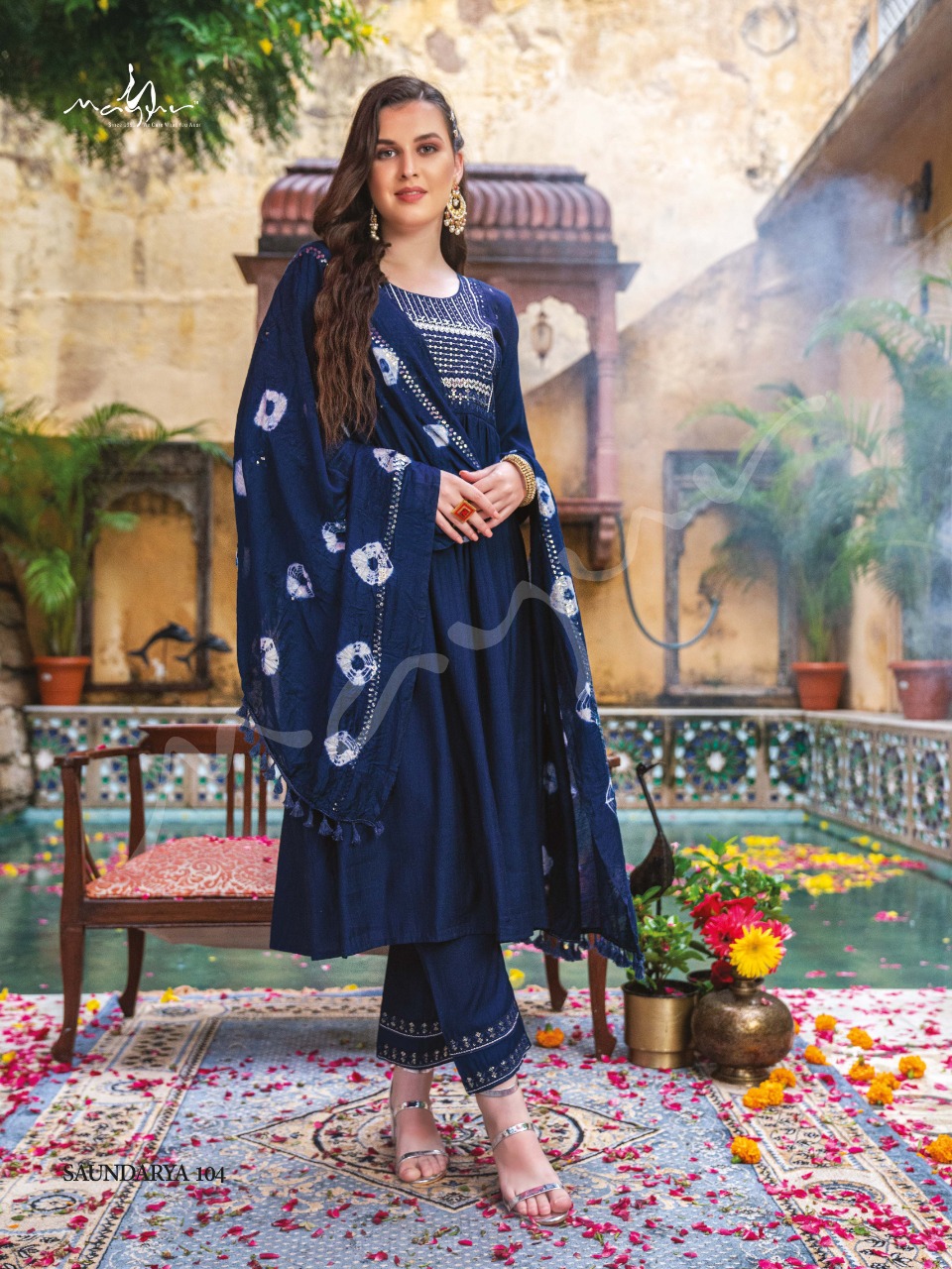 mayur Saundarya viscose gorgeous look top pant with dupatta catalog