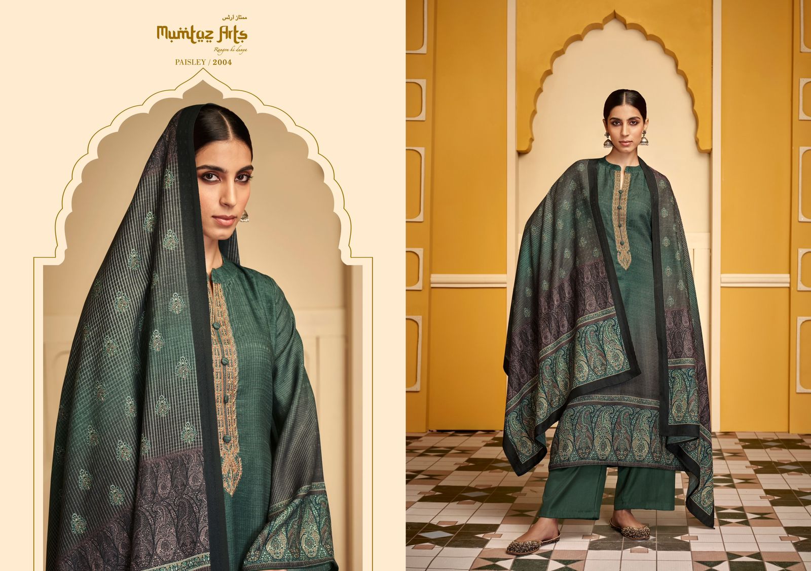 mumtaz art rango ki duniya paisley viscose pashmina print exclusive look salwar suit catalog