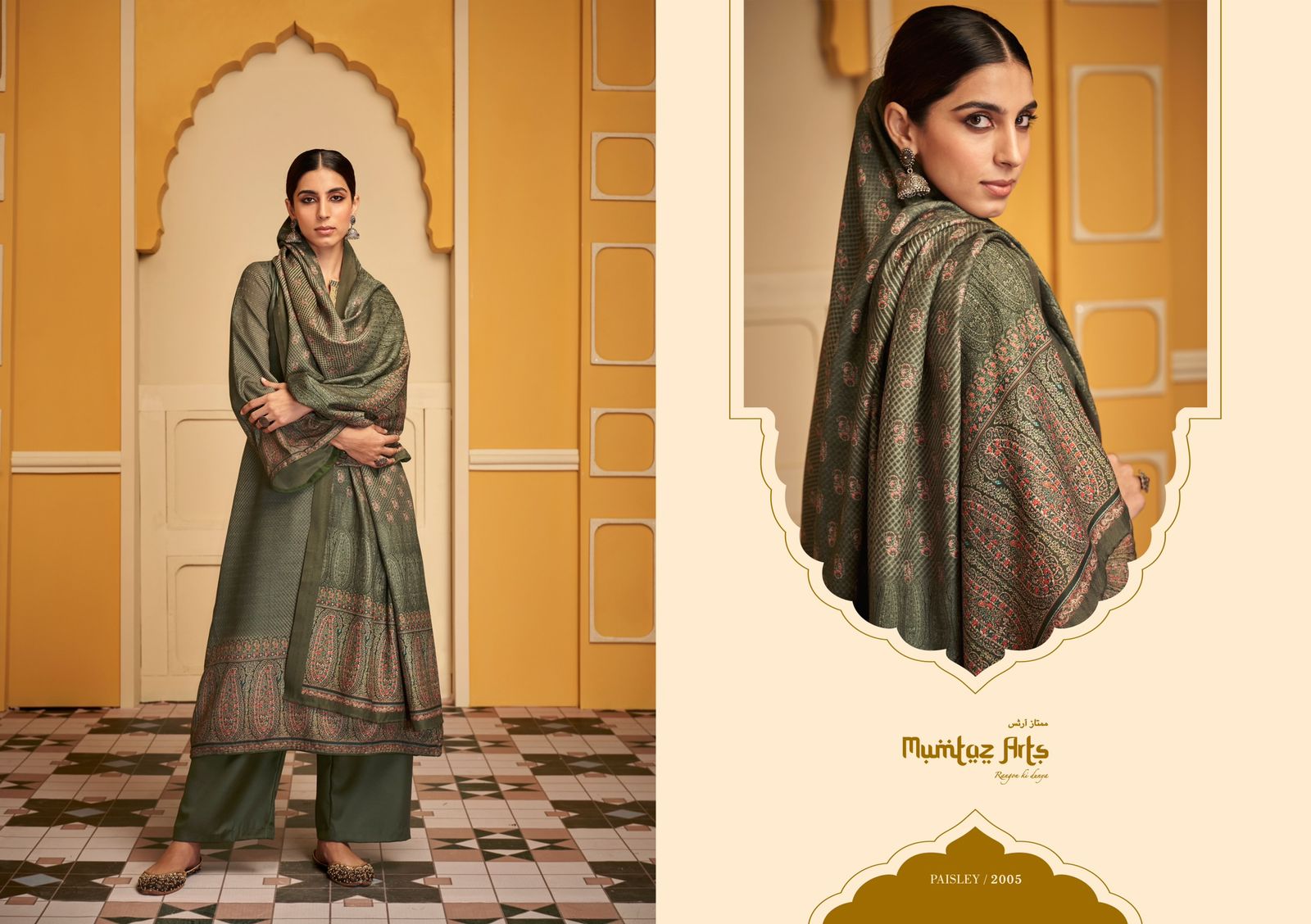 mumtaz art rango ki duniya paisley viscose pashmina print exclusive look salwar suit catalog