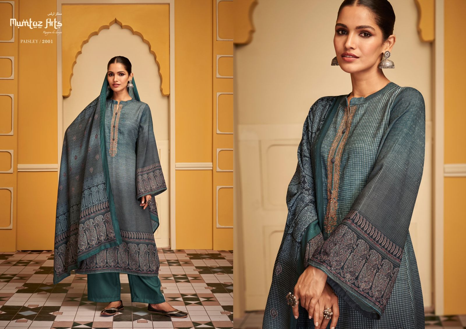 mumtaz art rango ki duniya paisley viscose pashmina print exclusive look salwar suit catalog