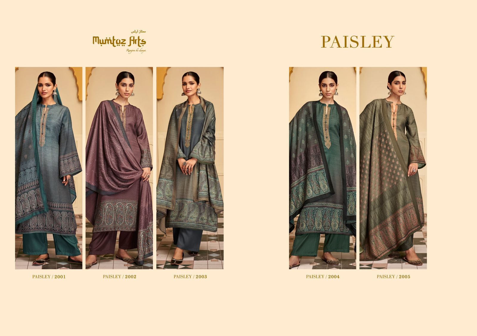 mumtaz art rango ki duniya paisley viscose pashmina print exclusive look salwar suit catalog