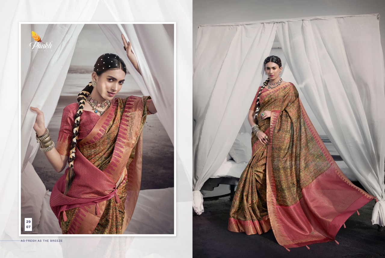 pink lotus pankh Chappa vol 1 silk decent look saree catalog