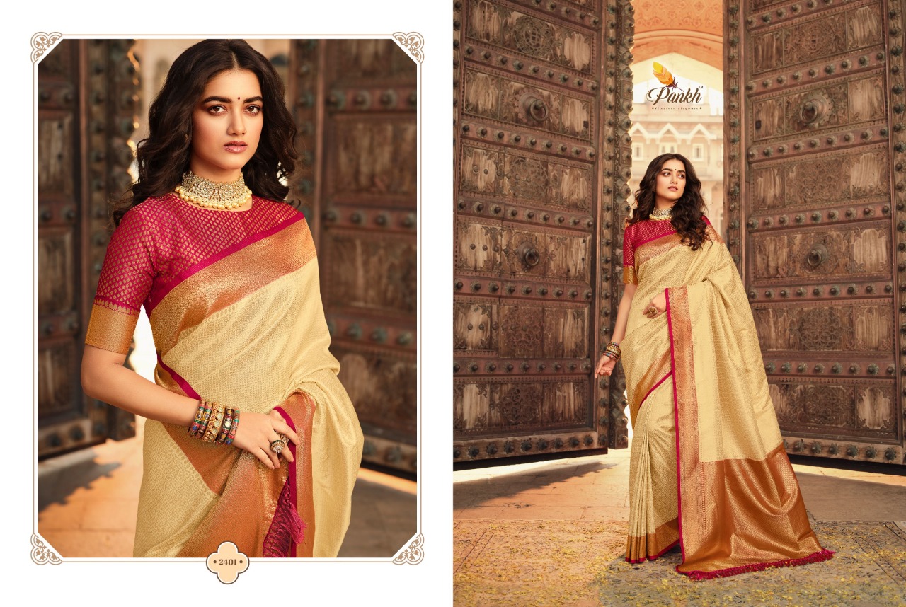 pink lotus pankh Parampara Vol 2 Kajiveram silk elegant look saree catalog