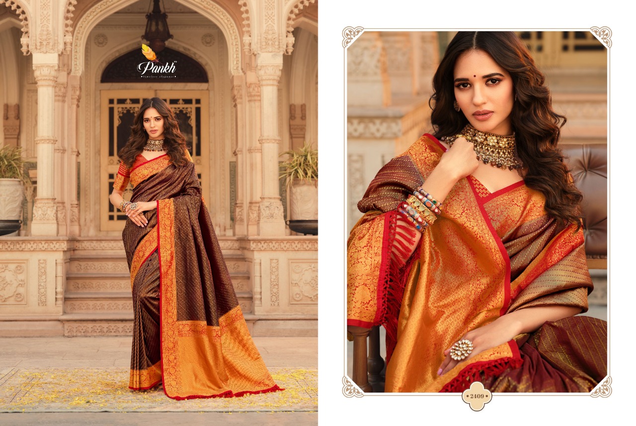 pink lotus pankh Parampara Vol 2 Kajiveram silk elegant look saree catalog