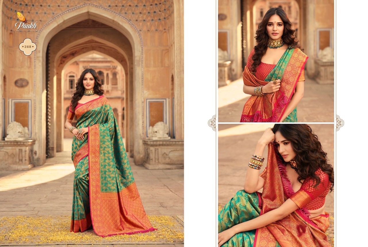 pink lotus pankh Parampara Vol 2 Kajiveram silk elegant look saree catalog