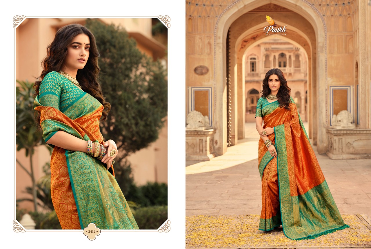 pink lotus pankh Parampara Vol 2 Kajiveram silk elegant look saree catalog