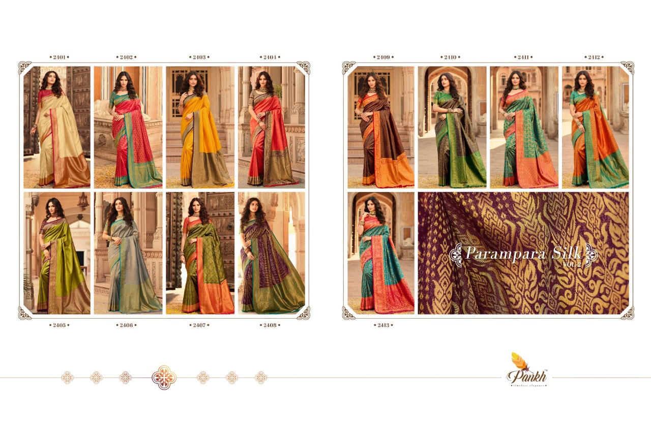 pink lotus pankh Parampara Vol 2 Kajiveram silk elegant look saree catalog