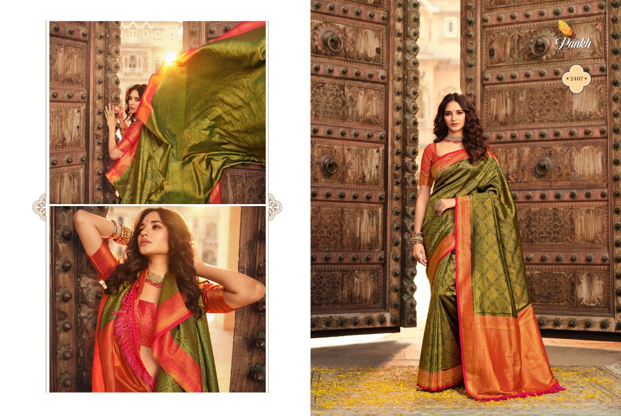 pink lotus pankh Parampara Vol 2 Kajiveram silk elegant look saree catalog